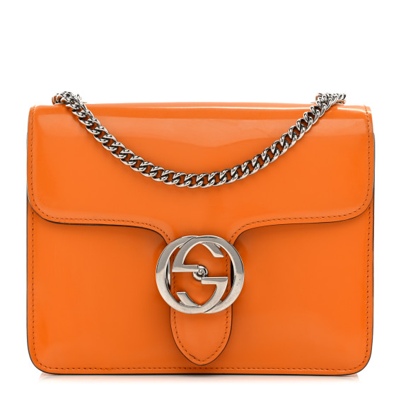 GUCCI Shade Lux Calfskin Small Interlocking G Shoulder Bag Orange