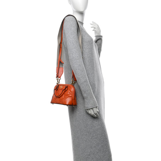 GUCCI Calfskin GG Matelasse Mini Top Handle Bag Spring Orange Natural