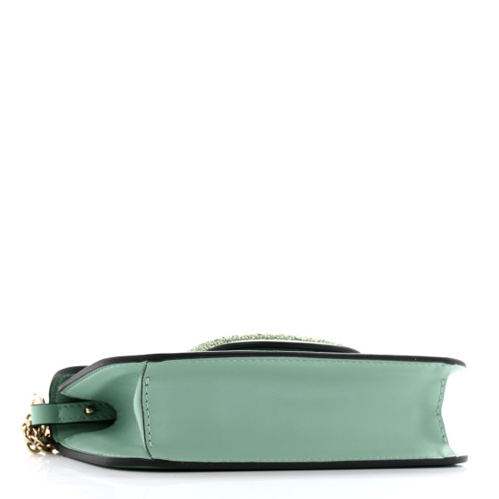 VALENTINO GARAVANI Calfskin Crystal Vlogo Loco Shoulder Bag