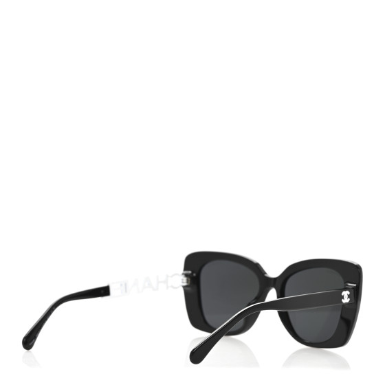 CHANEL Acetate Strass Square Sunglasses 5422-B-A Black White