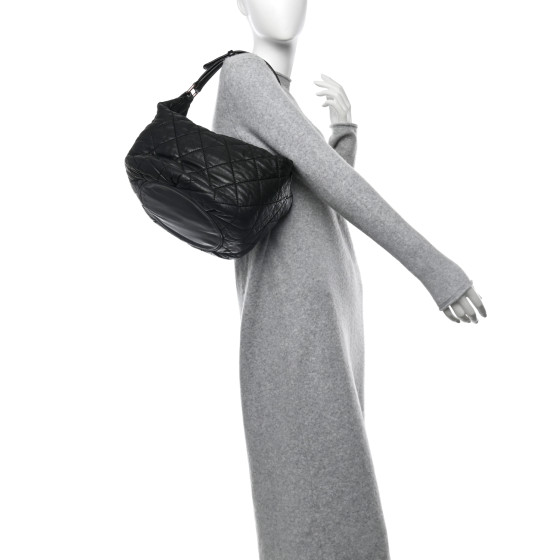 CHANEL Lambskin Quilted Cloudy Bundle Hobo Black