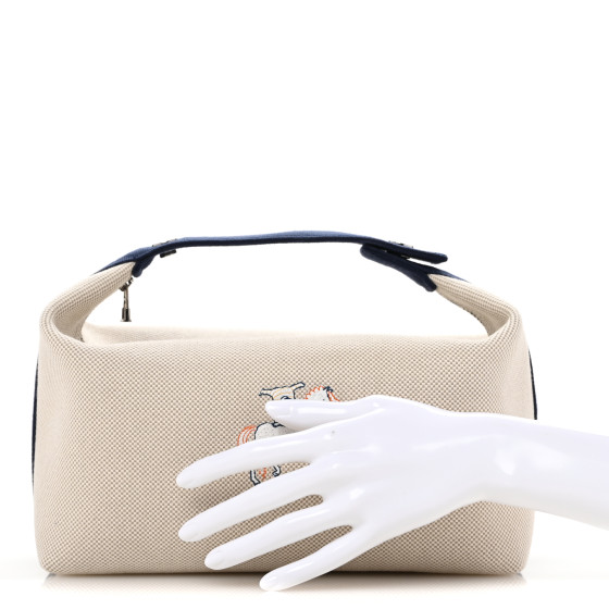 HERMES Canvas Large Bride-A-Brac Cabriole Case Gris Perle