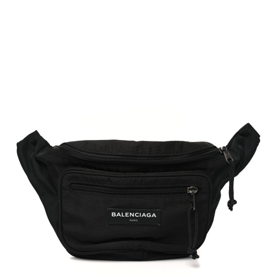 BALENCIAGA Nylon Canvas Logo Explorer Beltpack Black White