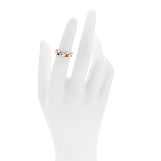 HERMES 18K Rose Gold PM Chaine d'Ancre Enchainee Ring 49 5
