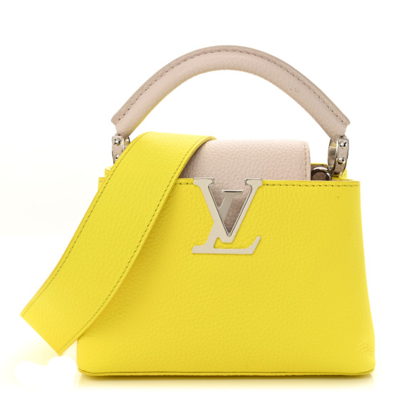 LOUIS VUITTON Taurillon Mini Capucines Yellow Beige