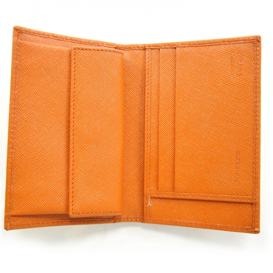 財布・小物その他 PRADA Orange Leather Wallet Prada Bifold Wallet Saffiano Leather Compact Orange 1030461