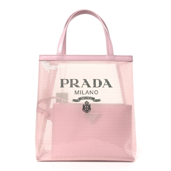 PRADA Sequin Mesh Small Tote Bag Pink 1447015 | FASHIONPHILE