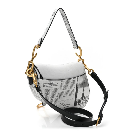 サドルに新しい風！集めたくなる Dior Newspaper Saddle バッグ CHRISTIAN DIOR Calfskin Newspaper Printed Saddle Bag With