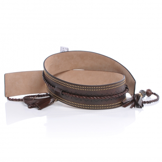 カルティエ＆GUCCI GUCCI Leather Diamante Tassel and Dark Bamboo Detail Belt