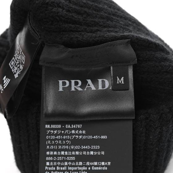 PRADA Wool Cashmere Beanie Hat M Black 1164261 | FASHIONPHILE