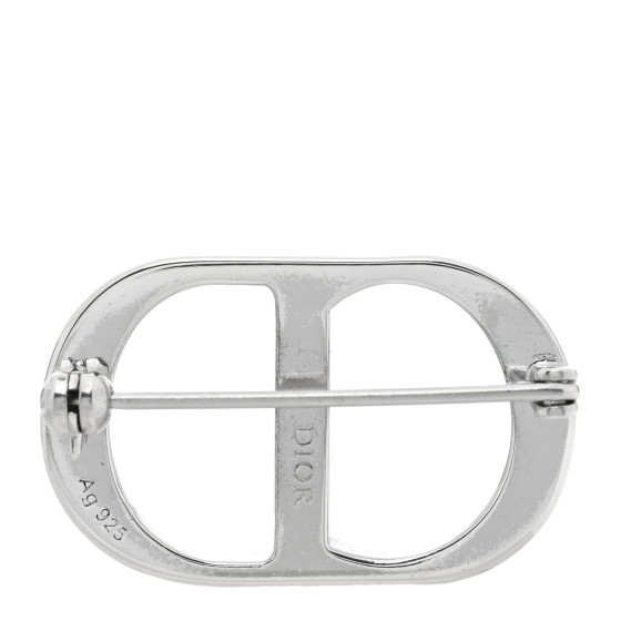 CHRISTIAN DIOR Sterling Silver Crystal CD Logo Brooch