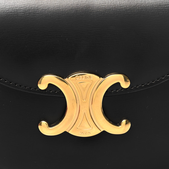 CELINE Shiny Calfskin Triomphe Mini Besace Clea Black