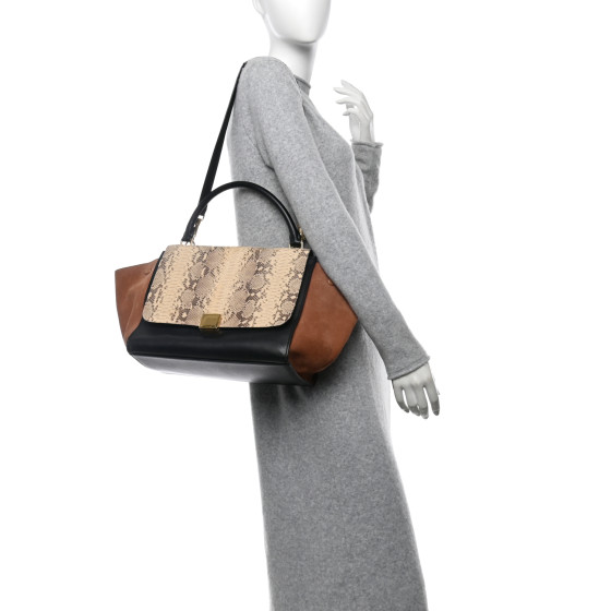 CELINE Snakeskin Suede Trapeze Brown