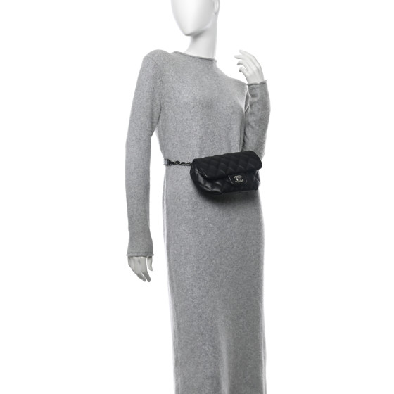 CHANEL Calfskin Quilted CC Uniform Flap Belt Bag Black