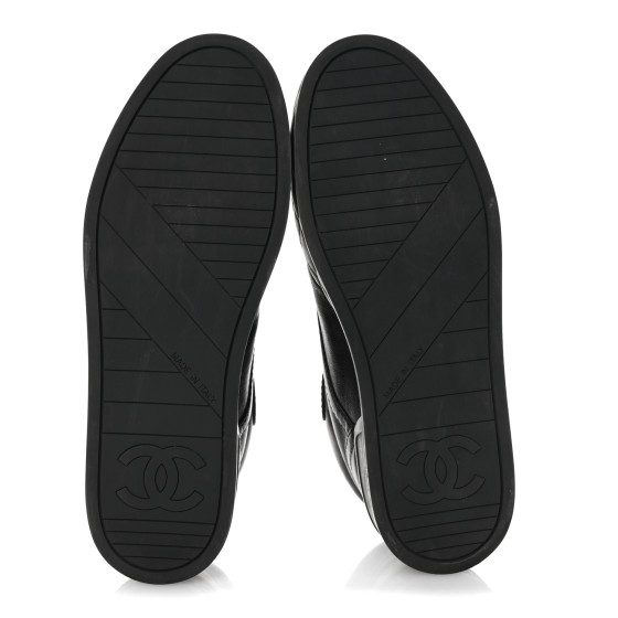 【ゅぅ】Chanel 黒 ベルベット スニーカー 40 Chanel 21K Mens Black Grey CC Logo Lace Up Tie Low Top