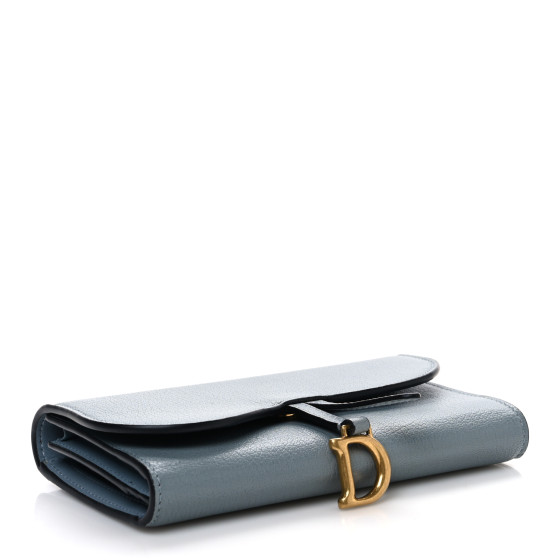 CHRISTIAN DIOR Goatskin Saddle Wallet Cloud Blue 1689154