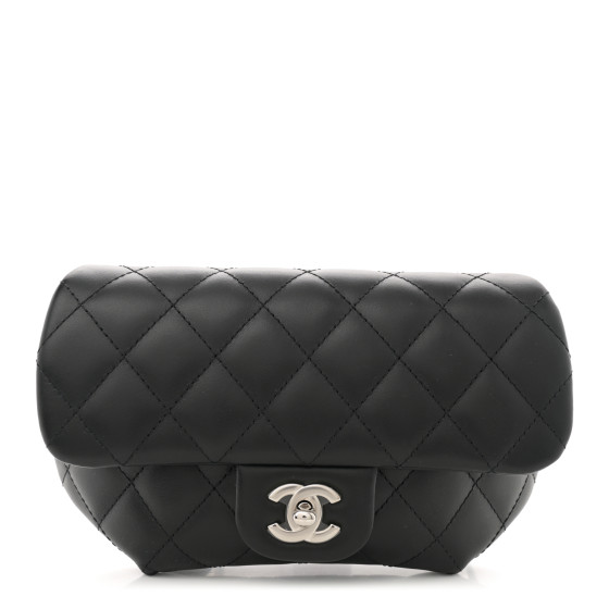 CHANEL Calfskin Quilted CC Uniform Flap Belt Bag Black