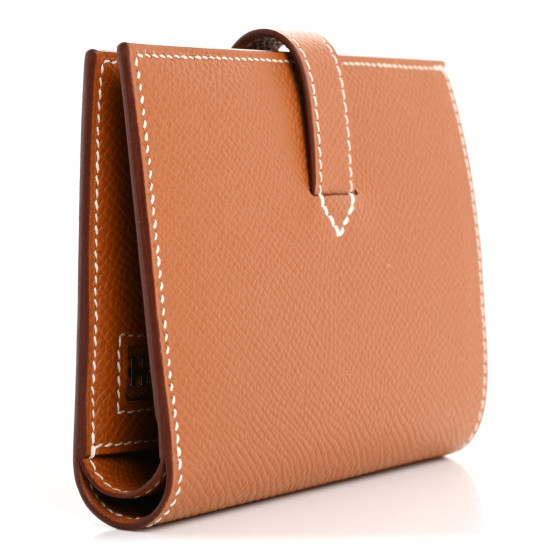 HERMES Epsom New H Passant Compact Wallet Gold 1690561