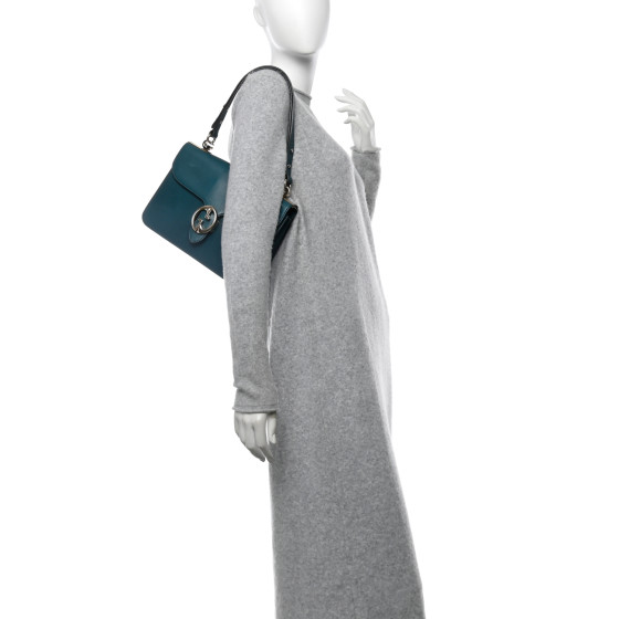 GUCCI Calfskin Medium 1973 Shoulder Flap Bag Turquoise