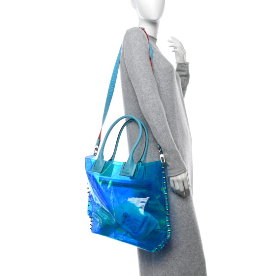 CHRISTIAN LOUBOUTIN Techno Perforated TPU Calfskin Cabalou Flash Blue