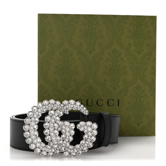 GUCCI ベルト 80/32 Authentic Gucci Black Textured Wide Leather Signature Double