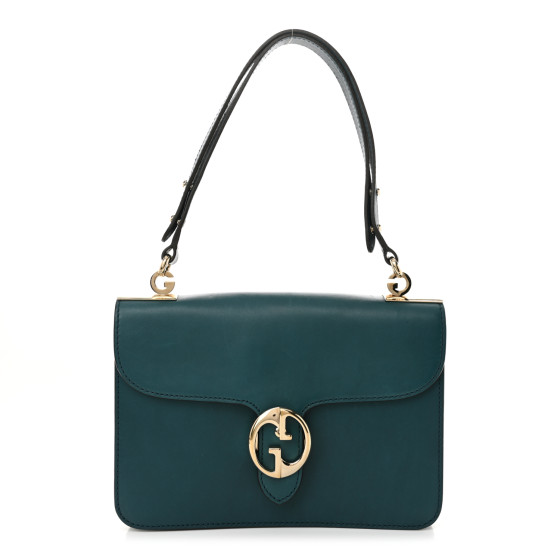 GUCCI Calfskin Medium 1973 Shoulder Flap Bag Turquoise