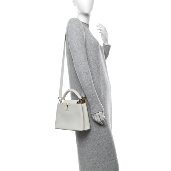LOUIS VUITTON Taurillon Capucines BB Blanc Casse