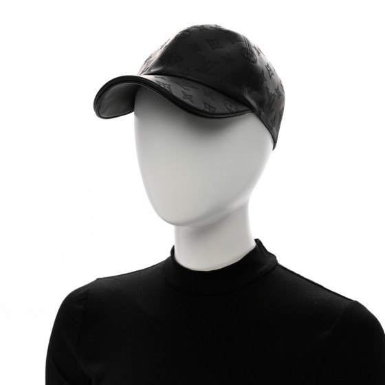 Louis Vuitton キャップ・アエログラム ブラック 58 LOUIS VUITTON Calfskin Monogram Shadow Baseball Cap 58 Black