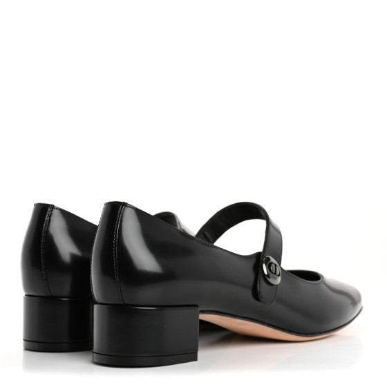 CHRISTIAN DIOR Brushed Calfskin Uniform 30mm Pumps 40 Black