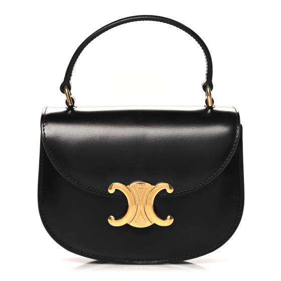 ★関税込★CELINE★Mini Triomphe Bag in Shiny Calfskin Black CELINE Shiny Calfskin Triomphe Mini Besace Clea Black