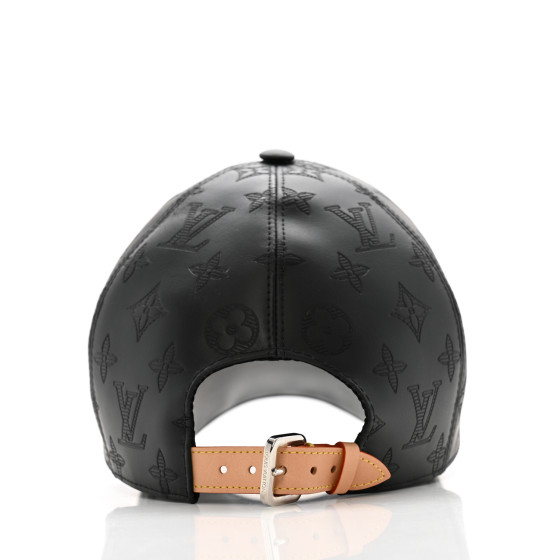 LOUIS VUITTON Calfskin Monogram Shadow Baseball Cap 58 Black