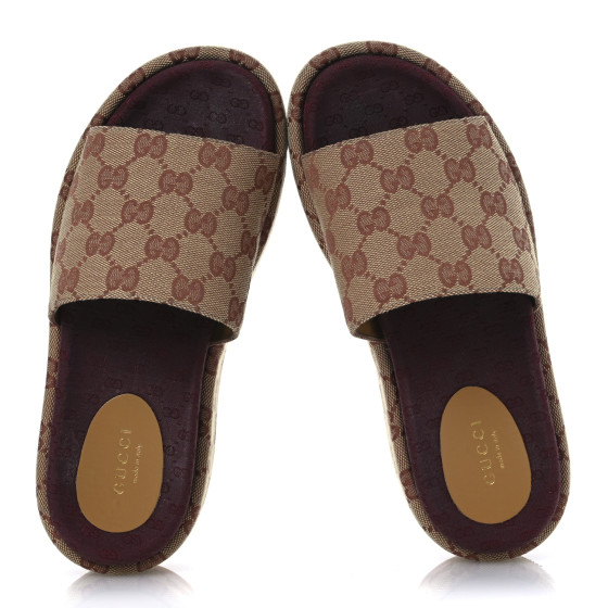 裕　GUCCI サンダル GUCCI Canvas GG Monogram Angelina Platform Slide Sandals 36