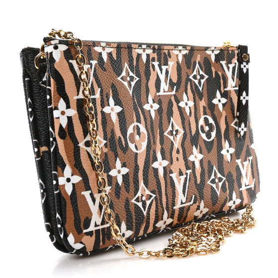 Louis Vuitton ダブルジッパー ショルダーバッグ LOUIS VUITTON Monogram Giant Jungle Pochette Double Zip