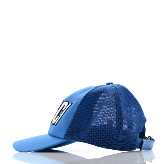 GUCCI Cotton Logo Patch Baseball Hat L Blue 1683587