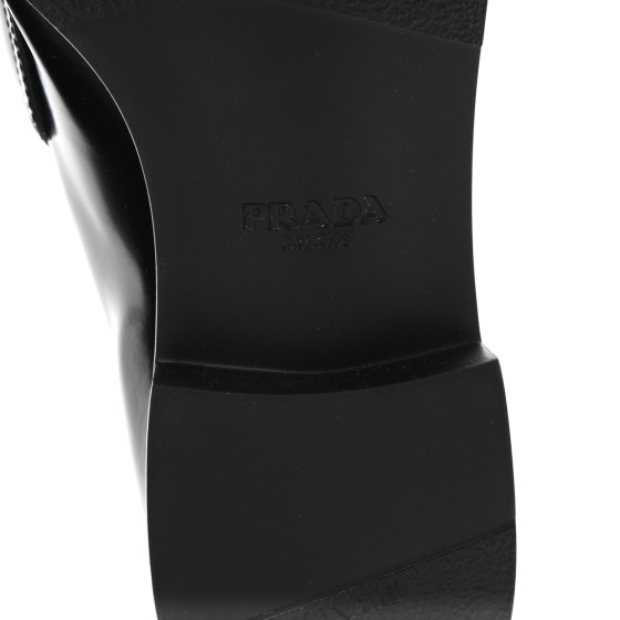 PRADA Spazzolato Loafers 37 Black 1689596 | FASHIONPHILE