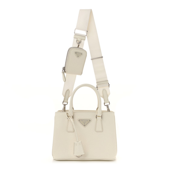 PRADA Saffiano Lux Micro Galleria Shoulder Bag White 1685851