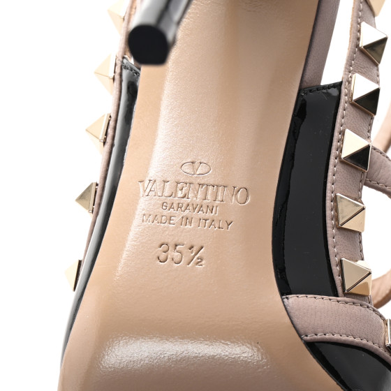 VALENTINO GARAVANI Patent Nappa Rockstud Ankle Strap 100mm