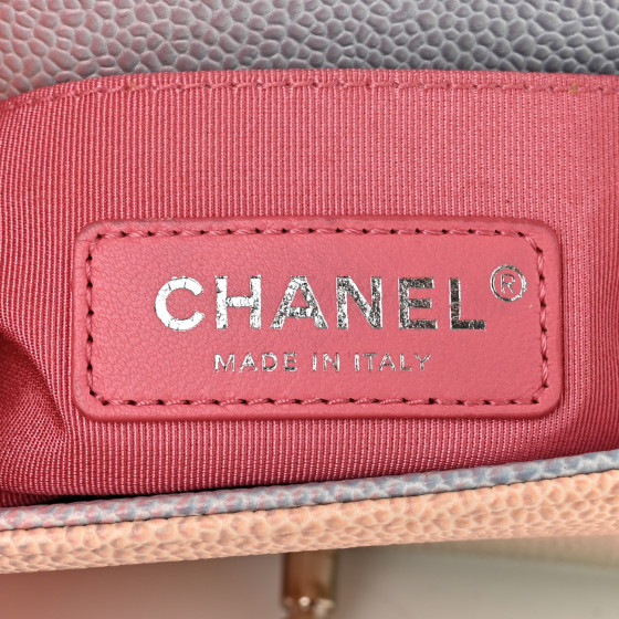 CHANEL Caviar Quilted Mini Cuba Rainbow Boy Flap Pink