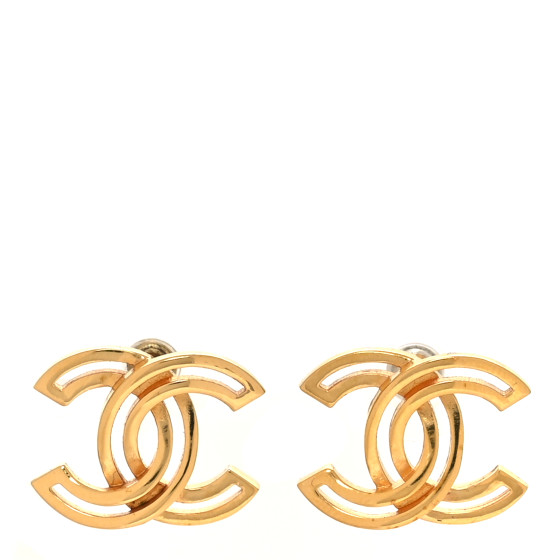 CHANEL Metal Obazine CC Earrings Gold 1677228 | FASHIONPHILE