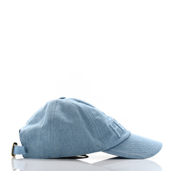 FENDI Denim Logo Baseball Hat L Light Blue 1684531