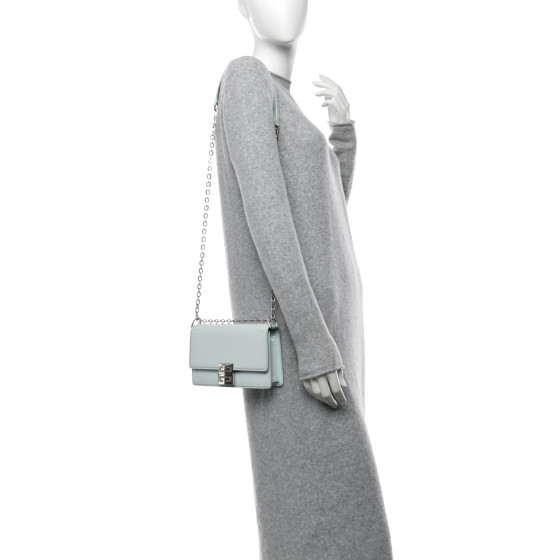 GIVENCHY Patent Textured Goatskin Small 4G Crossbody Sky Blue