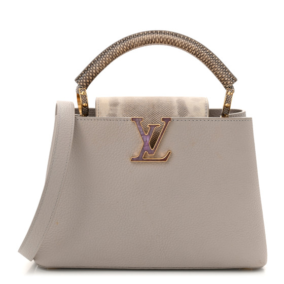 LOUIS VUITTON Taurillon Snakeskin Mother of Pearl Capucines BB Grey