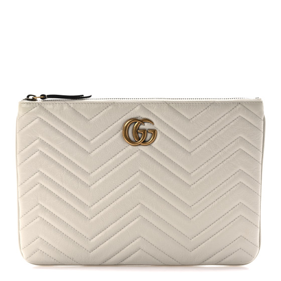 GUCCI Azalea Calfskin Matelasse Heart GG Marmont Zip Pouch