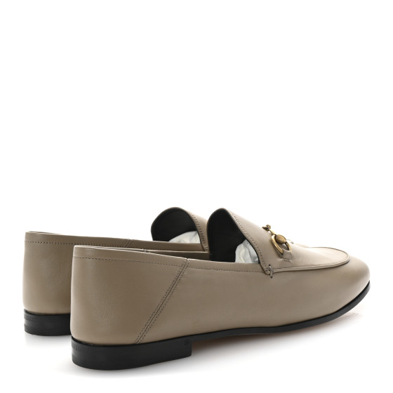 GUCCI Lambskin Womens Brixton Horsebit Loafers 40 Mud