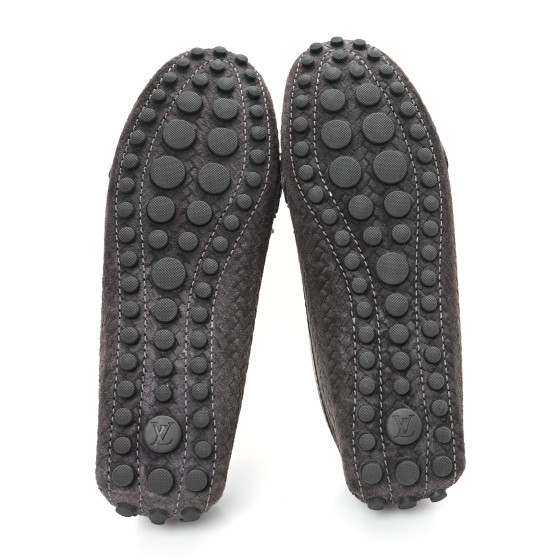 LOUIS VUITTON Suede Woven Oxford Loafers 37.5 Brown 1682228