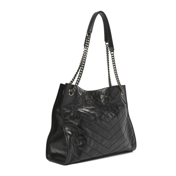SAINT LAURENT Crinkled Calfskin Matelasse Monogram Medium