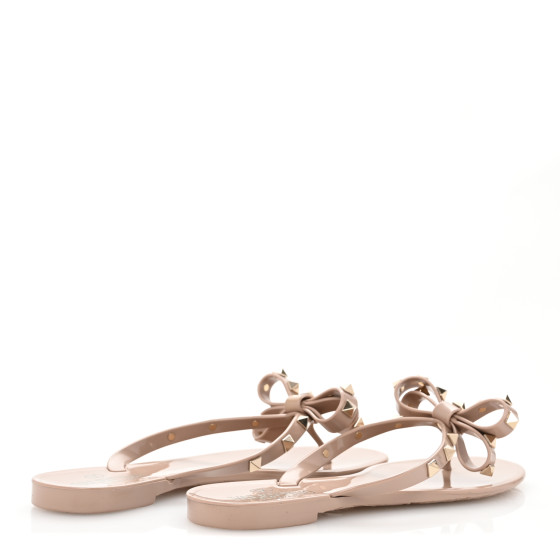VALENTINO GARAVANI PVC Jelly Rockstud Bow Thong Sandals 37
