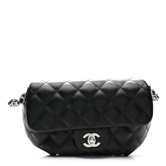 CHANEL Calfskin Quilted CC Uniform Flap Belt Bag Black