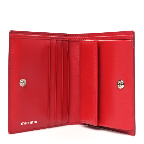 MIU MIU Vernice Crystal Logo Wallet Red 1686759 | FASHIONPHILE