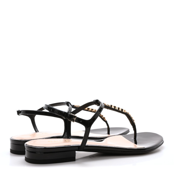 サンダル・ミュール Gucci Black Leather Signoria Thong Sandals Gucci Gucci Signoria leather thong sandals Gucci